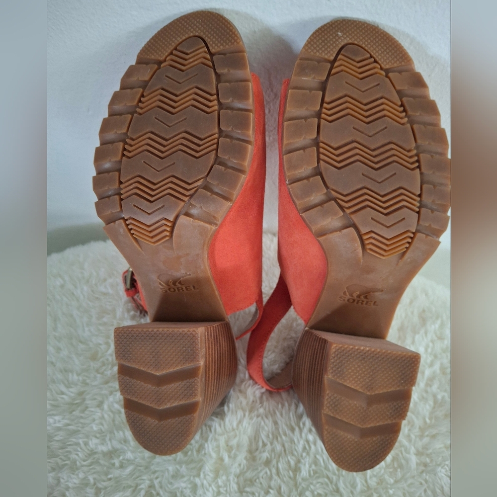 Sorel Nadia Women's Orange Block Heel Mules Size 9.5. - Picture 4 of 5